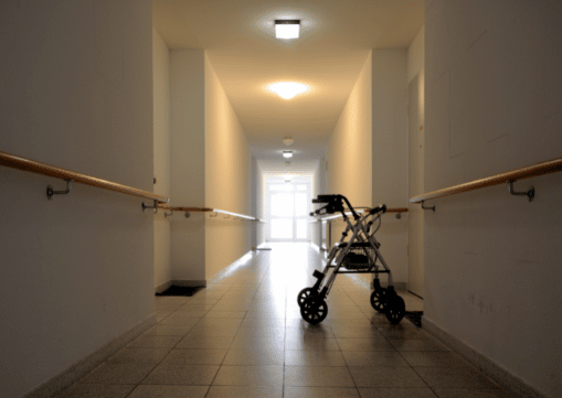 empty walker at nursing home